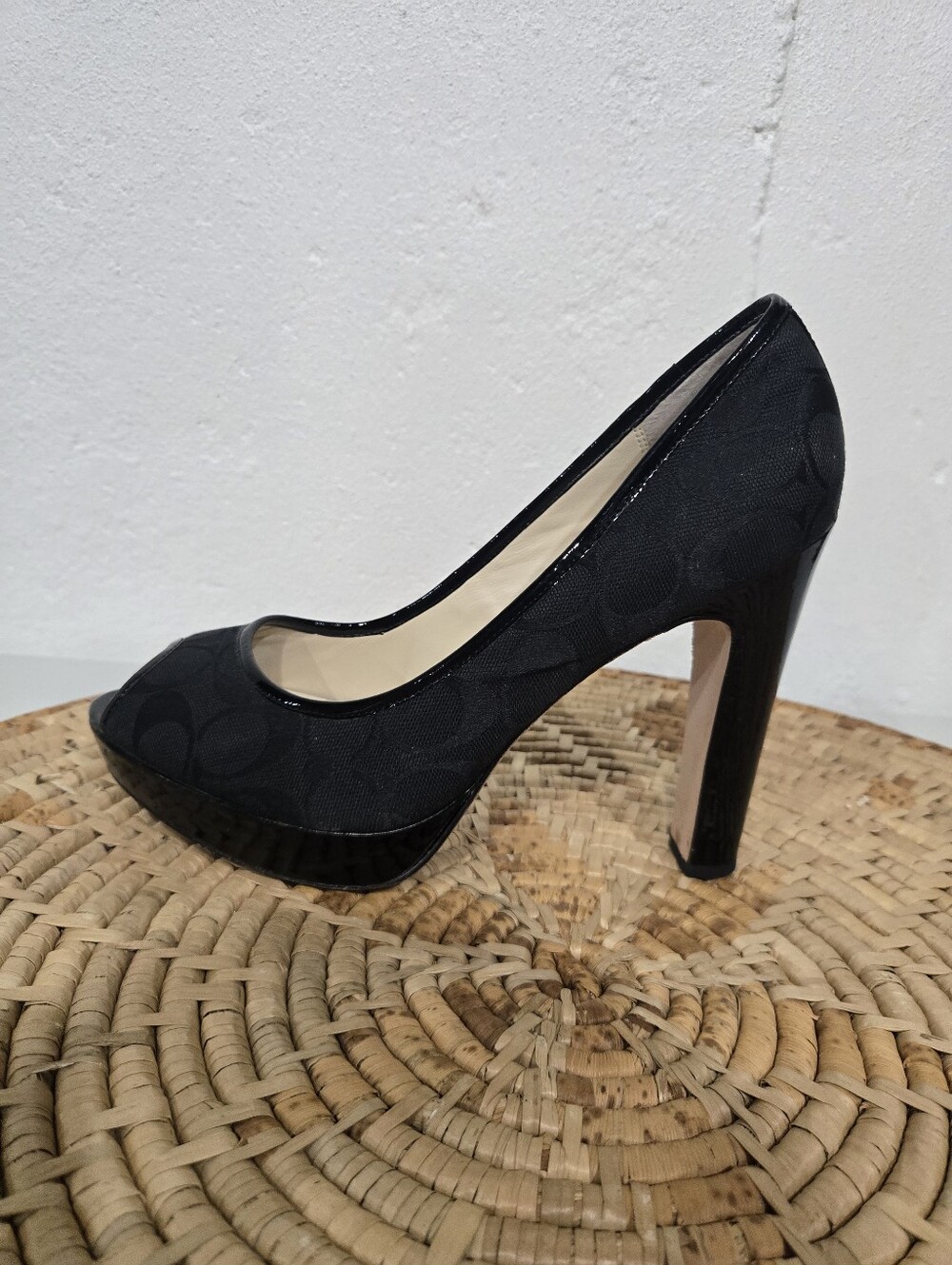 Coach Breana Monogram Peep Toe Heels - Picture 3 of 10